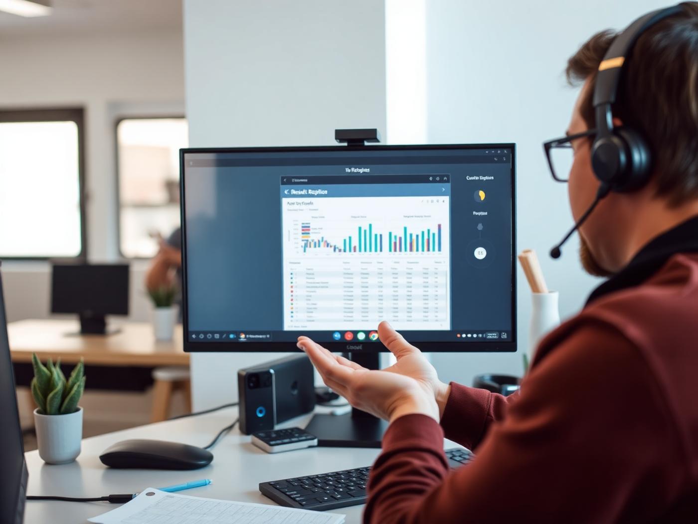 Strategist on a video call walking a client through monthly results